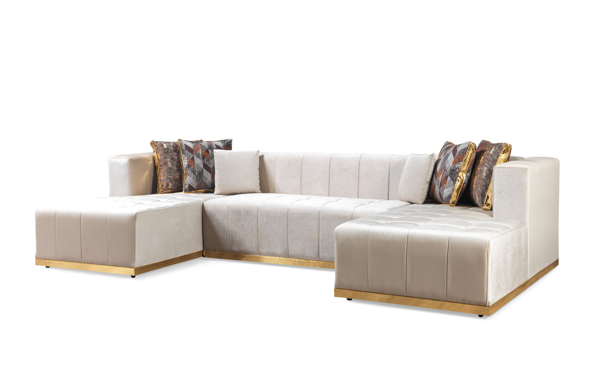 Elisha 140-Inch Velvet Double Chaise Sectional