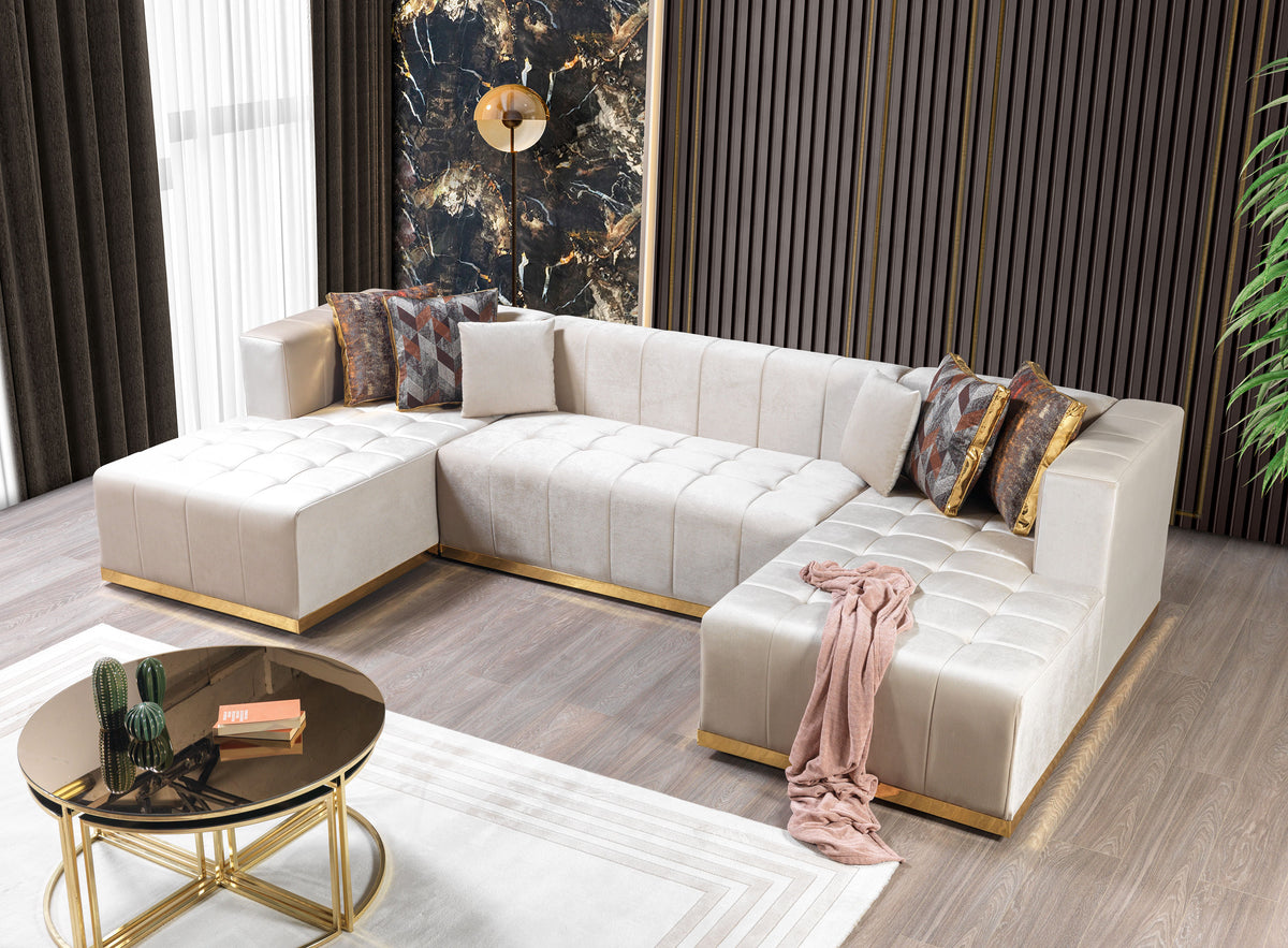 Elisha 140-Inch Velvet Double Chaise Sectional
