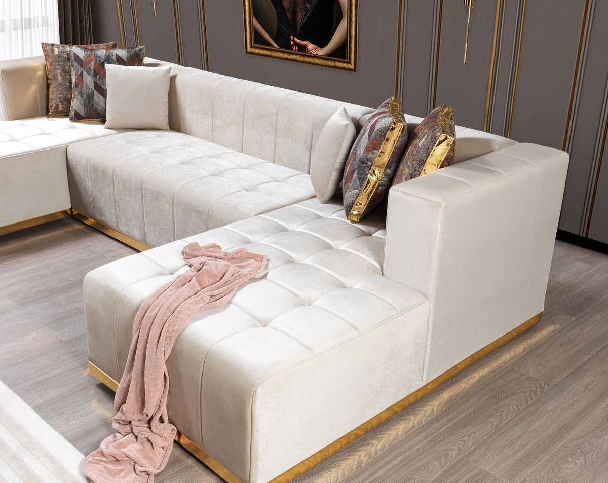 Elisha 140-Inch Velvet Double Chaise Sectional