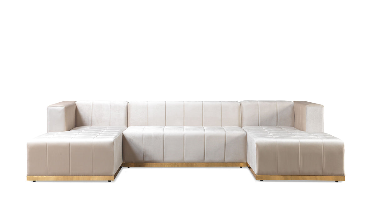 Elisha 140-Inch Velvet Double Chaise Sectional