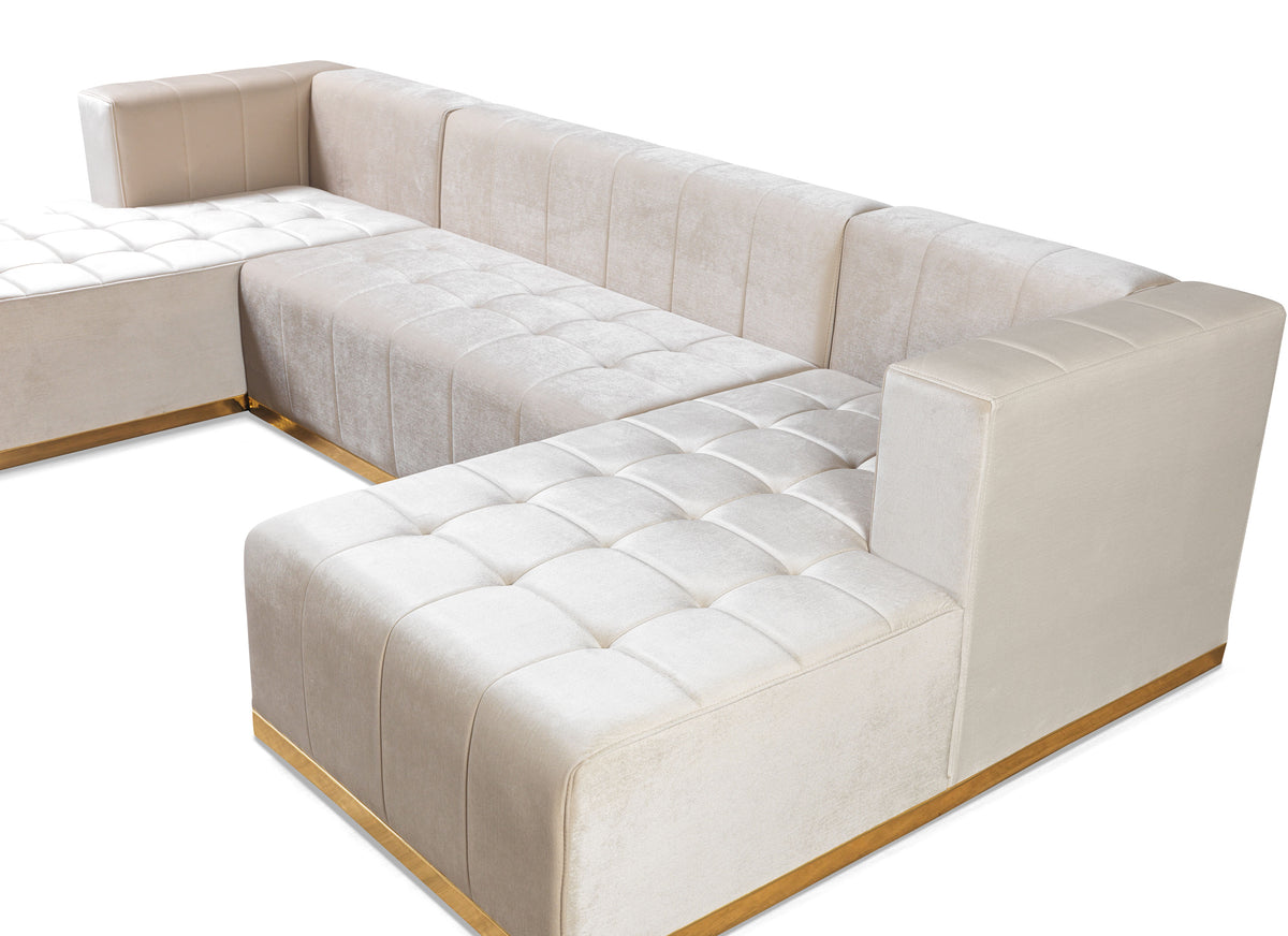 Elisha 140-Inch Velvet Double Chaise Sectional