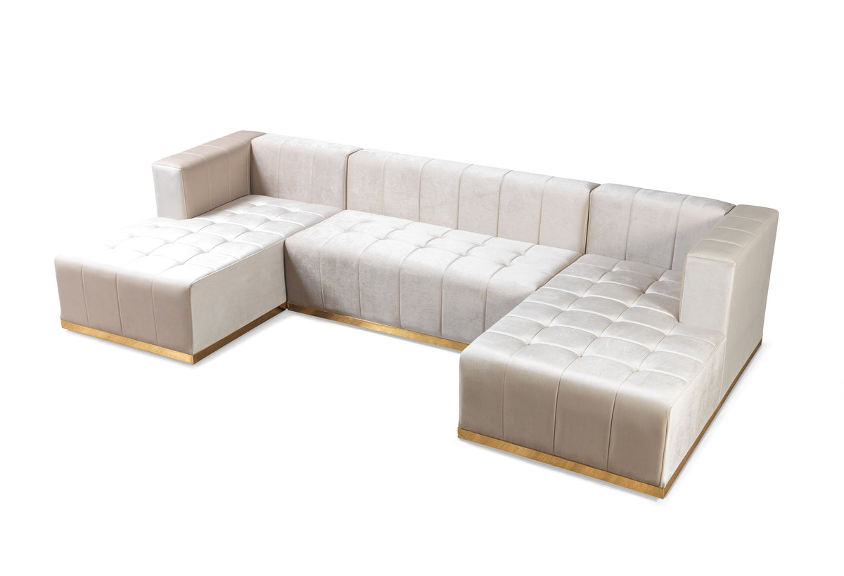 Elisha 140-Inch Velvet Double Chaise Sectional