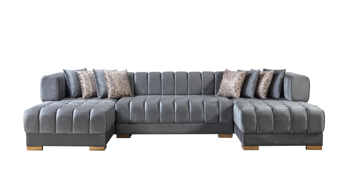 Ariana 138-Inch Velvet Double Chaise Sectional