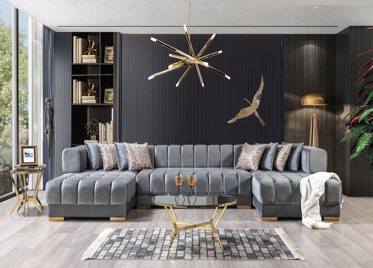 Ariana 138-Inch Velvet Double Chaise Sectional