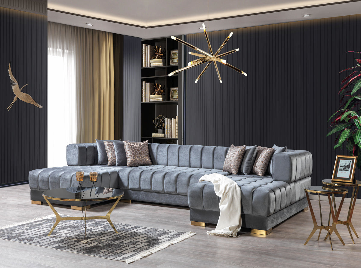Ariana 138-Inch Velvet Double Chaise Sectional