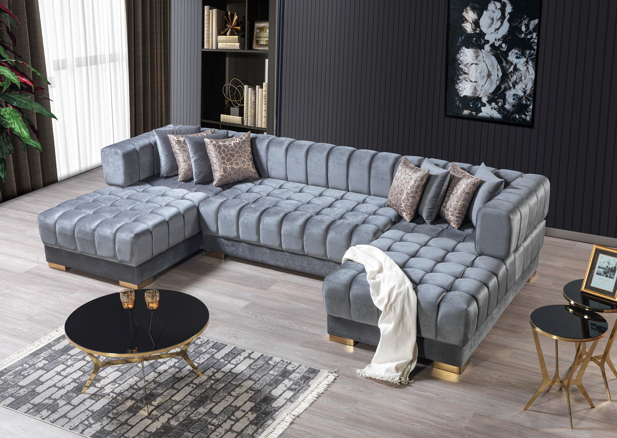 Ariana 138-Inch Velvet Double Chaise Sectional