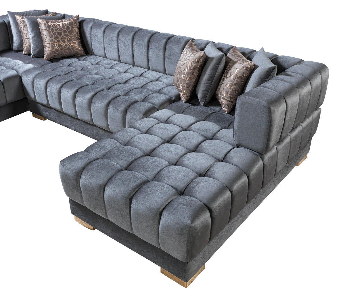 Ariana 138-Inch Velvet Double Chaise Sectional