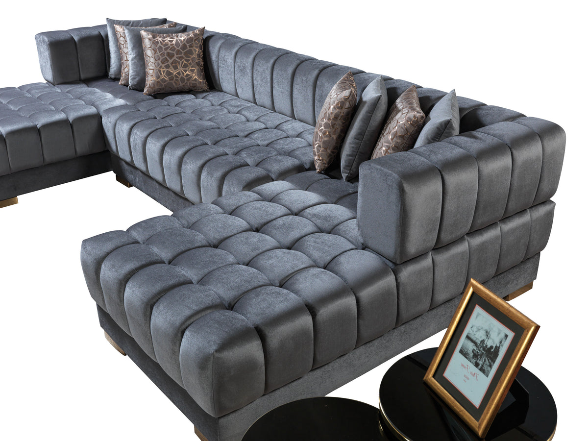 Ariana 138-Inch Velvet Double Chaise Sectional