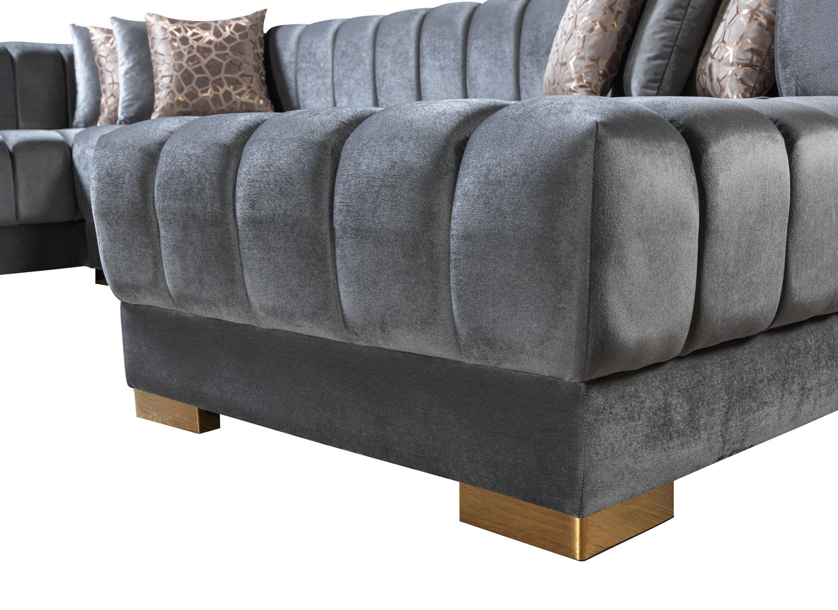 Ariana 138-Inch Velvet Double Chaise Sectional