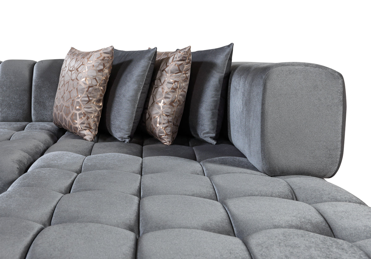 Ariana 138-Inch Velvet Double Chaise Sectional