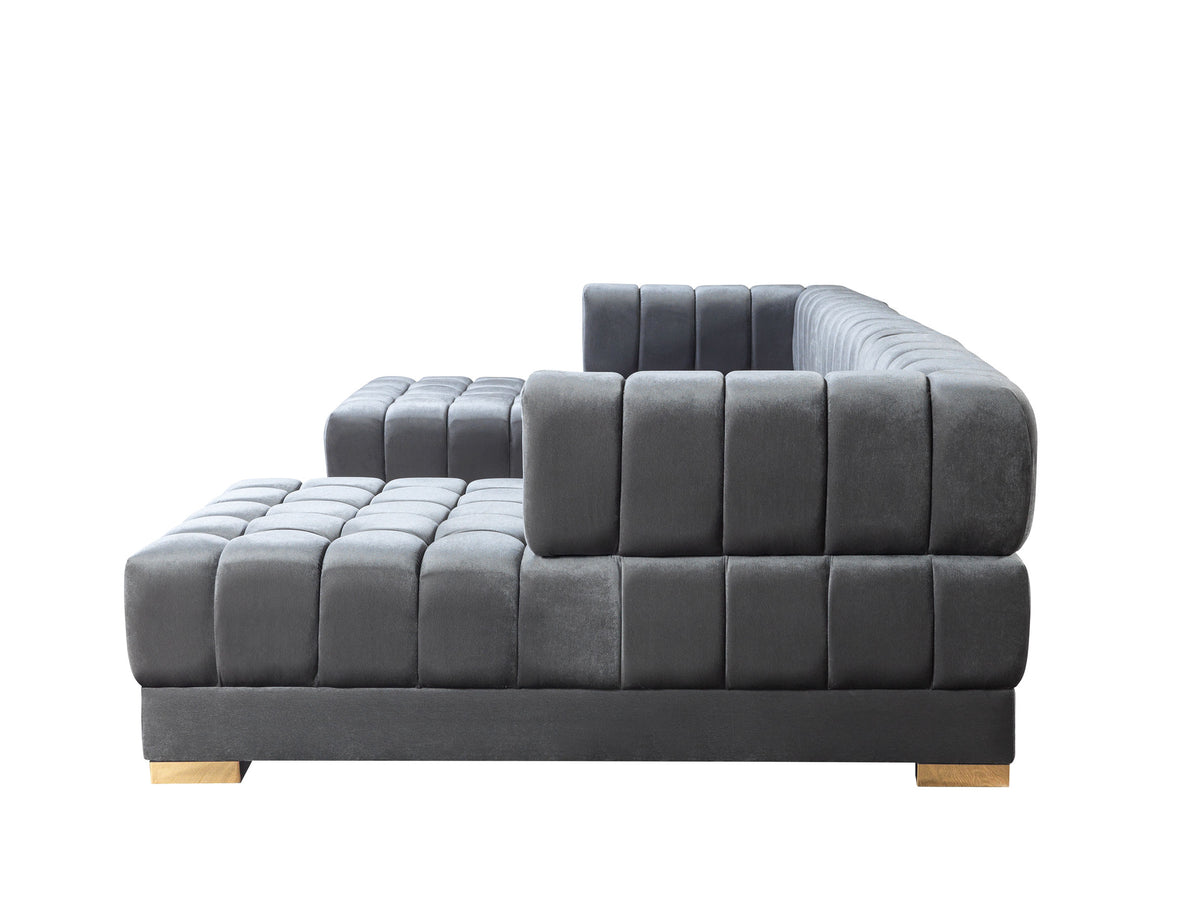 Ariana 138-Inch Velvet Double Chaise Sectional
