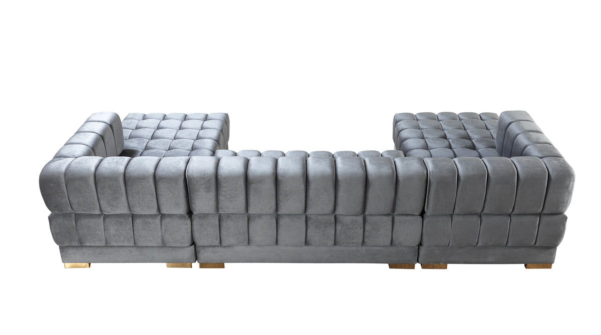 Ariana 138-Inch Velvet Double Chaise Sectional