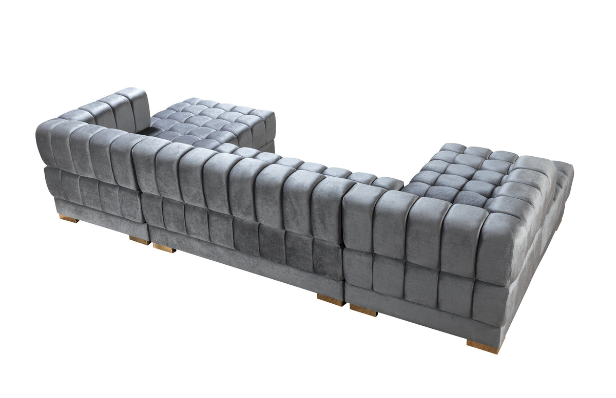Ariana 138-Inch Velvet Double Chaise Sectional
