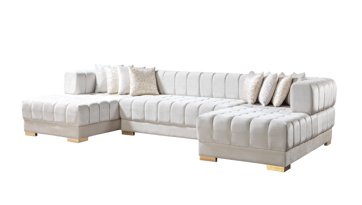 Ariana 138-Inch Velvet Double Chaise Sectional