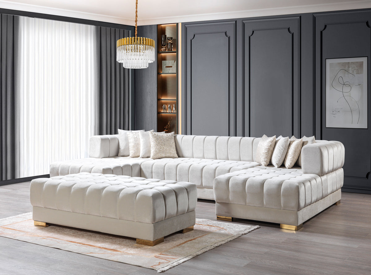 Ariana 138-Inch Velvet Double Chaise Sectional