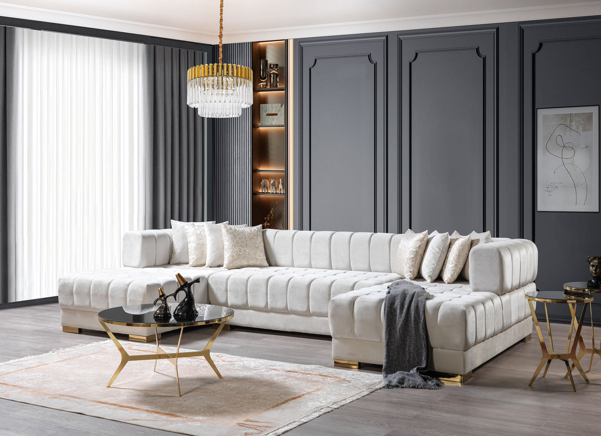 Ariana 138-Inch Velvet Double Chaise Sectional