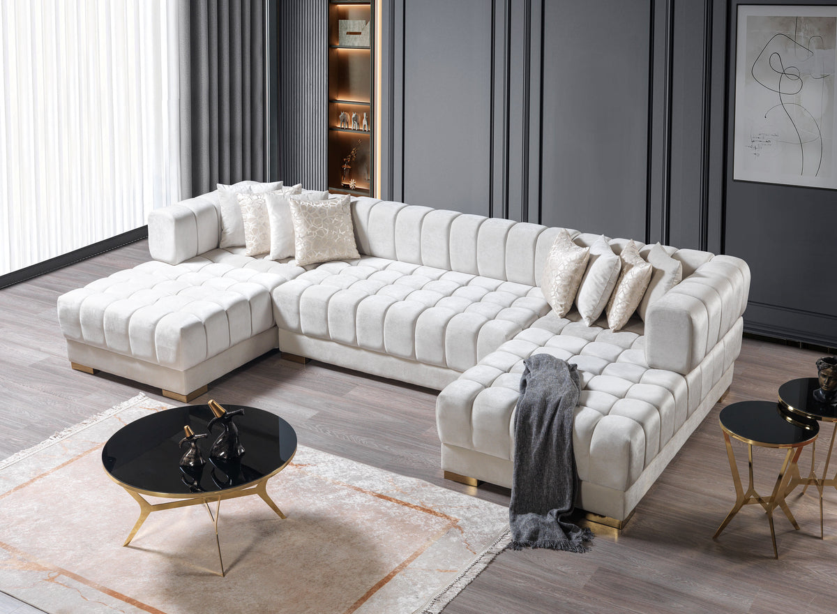 Ariana 138-Inch Velvet Double Chaise Sectional