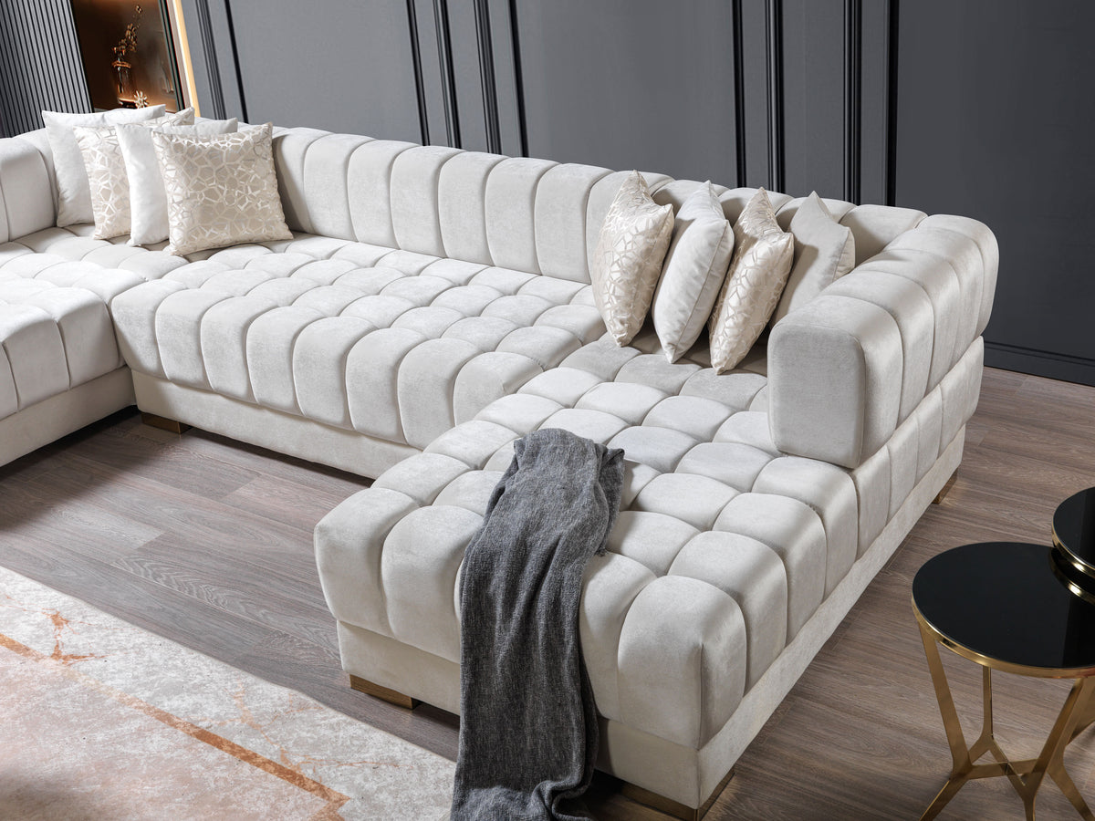 Ariana 138-Inch Velvet Double Chaise Sectional