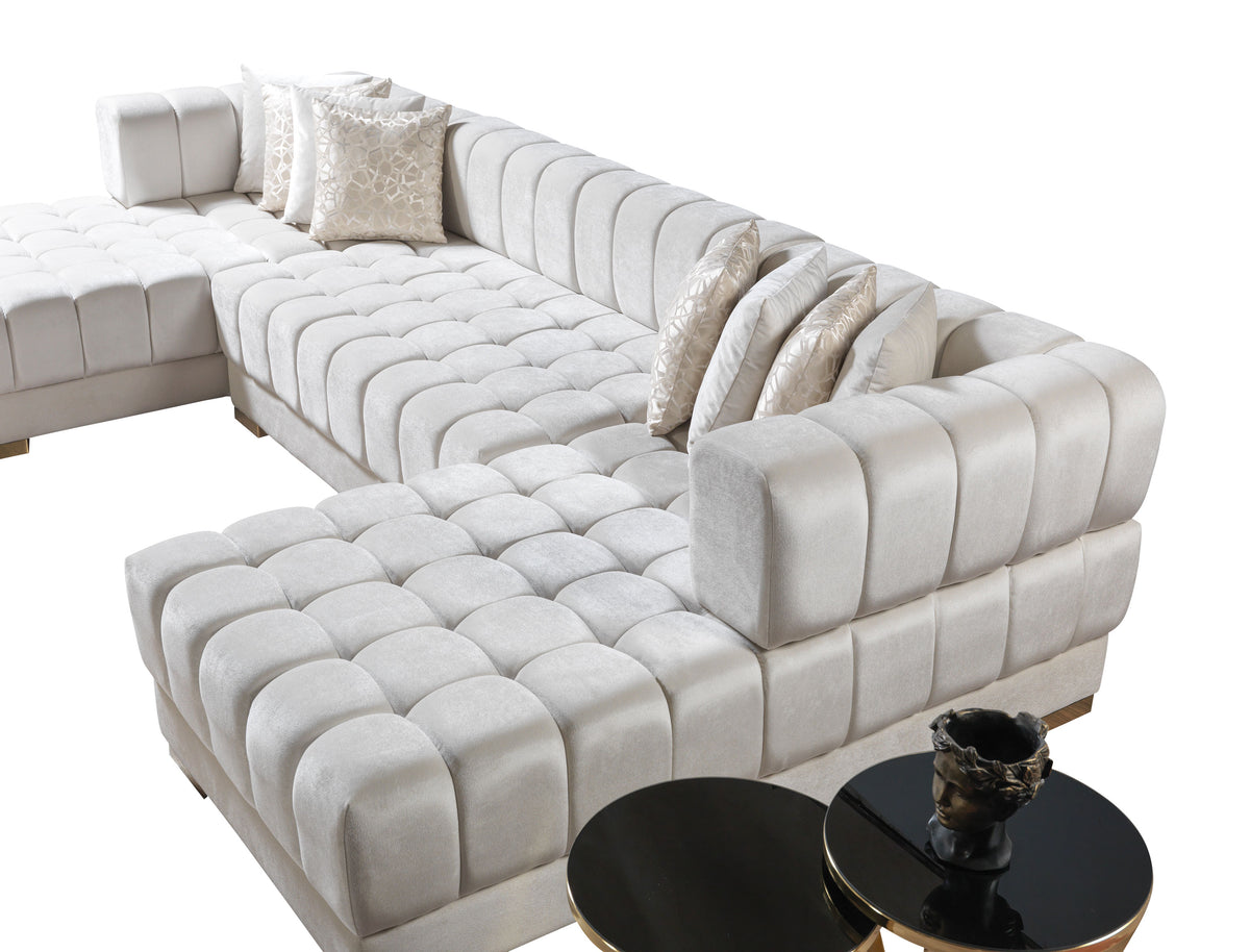 Ariana 138-Inch Velvet Double Chaise Sectional