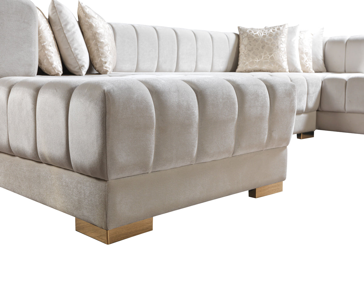 Ariana 138-Inch Velvet Double Chaise Sectional