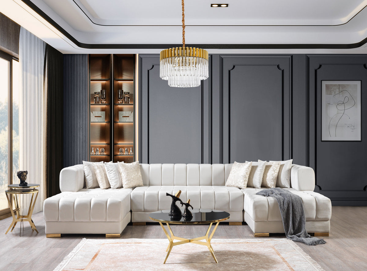 Ariana 138-Inch Velvet Double Chaise Sectional