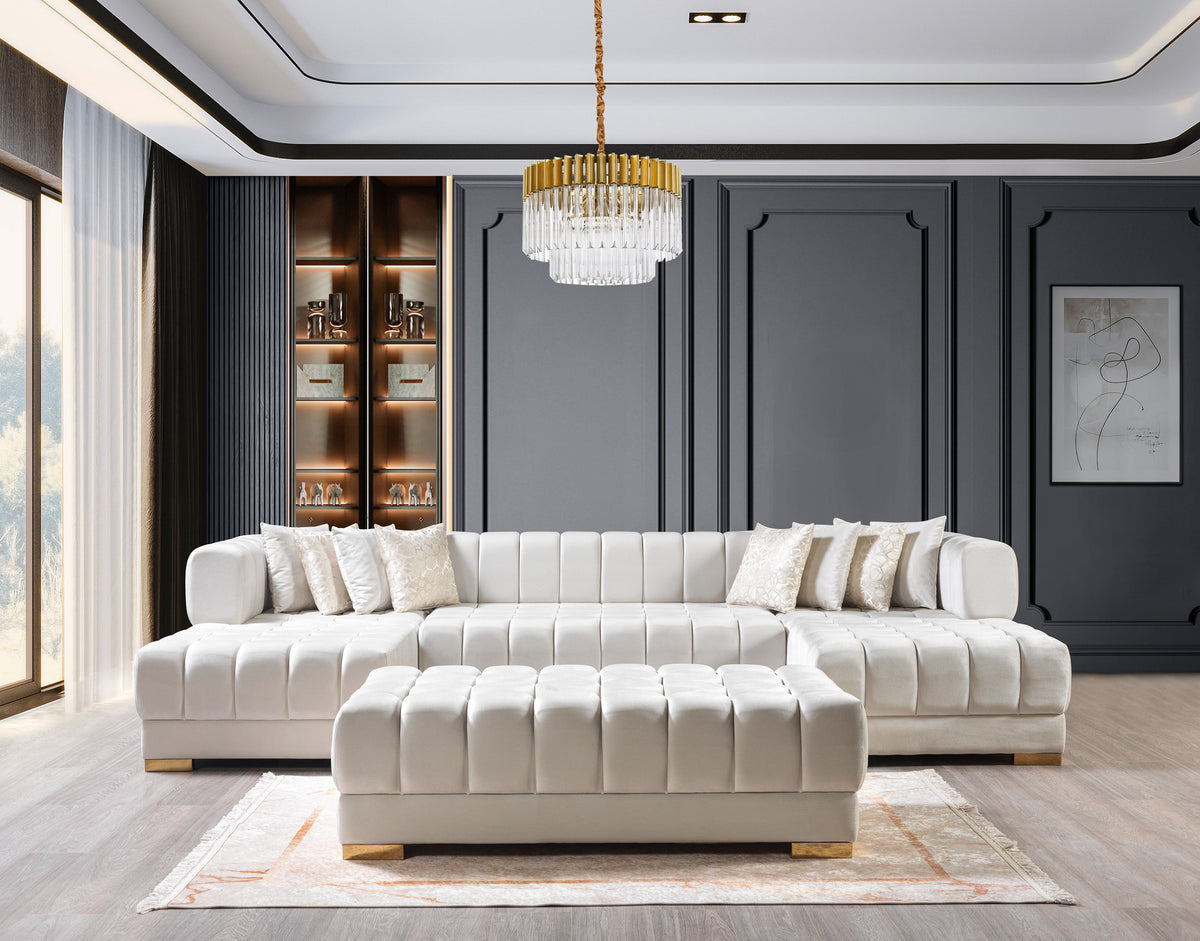 Ariana 138-Inch Velvet Double Chaise Sectional