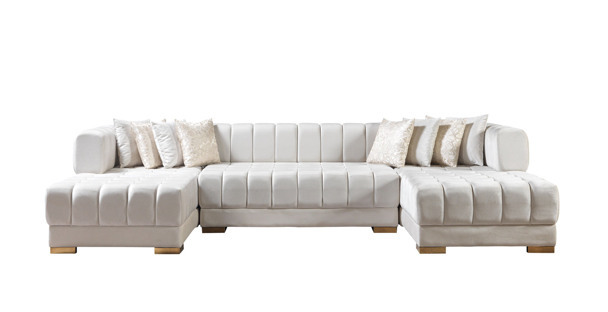 Ariana 138-Inch Velvet Double Chaise Sectional