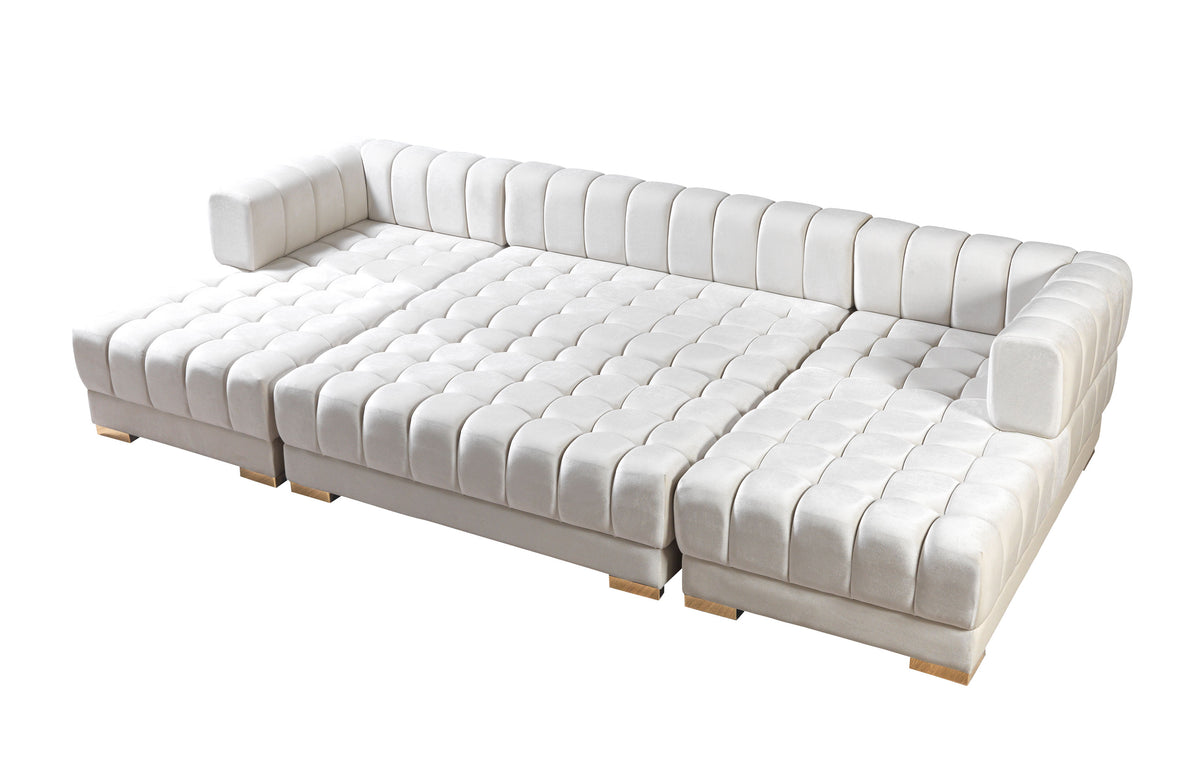 Ariana 138-Inch Velvet Double Chaise Sectional