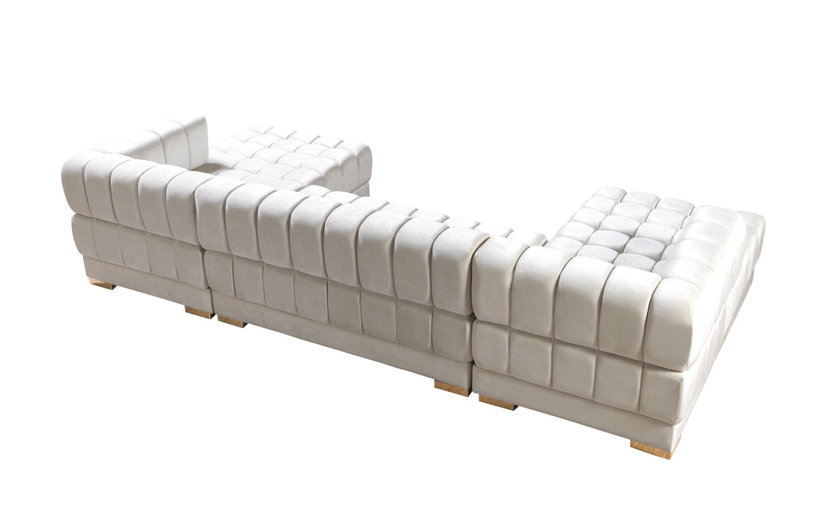 Ariana 138-Inch Velvet Double Chaise Sectional