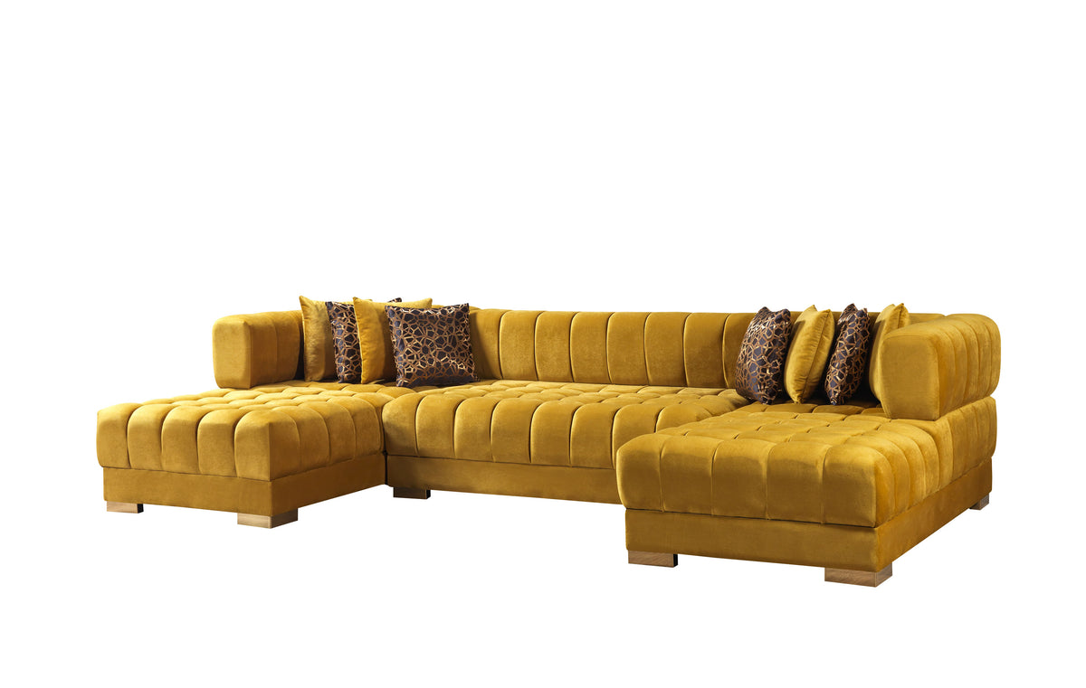 Ariana 138-Inch Velvet Double Chaise Sectional