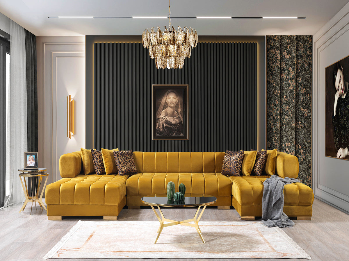 Ariana 138-Inch Velvet Double Chaise Sectional