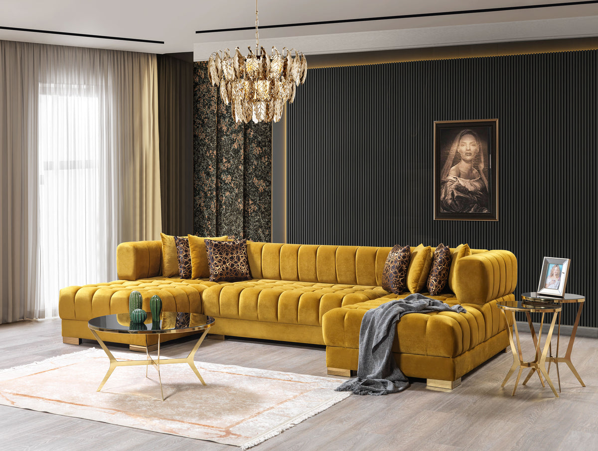 Ariana 138-Inch Velvet Double Chaise Sectional