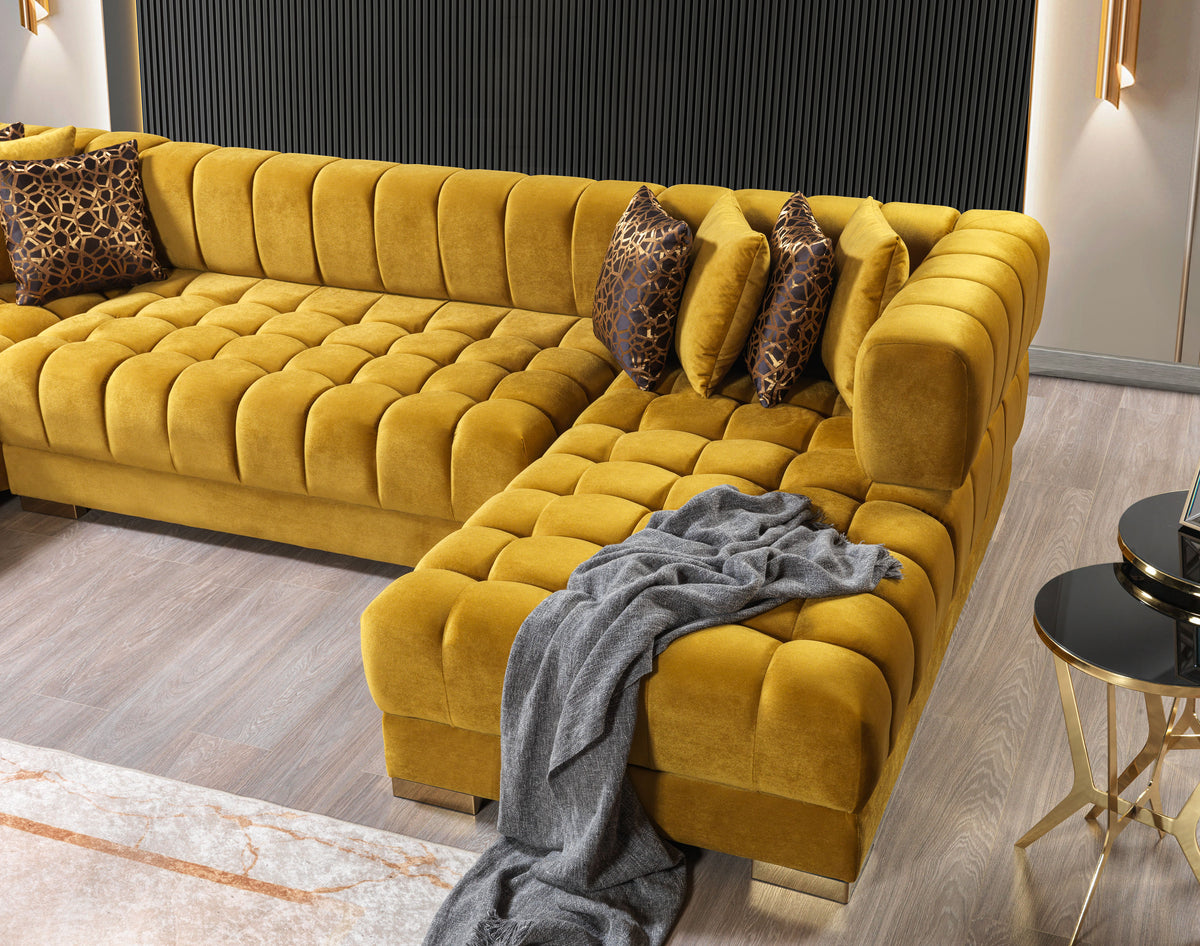 Ariana 138-Inch Velvet Double Chaise Sectional