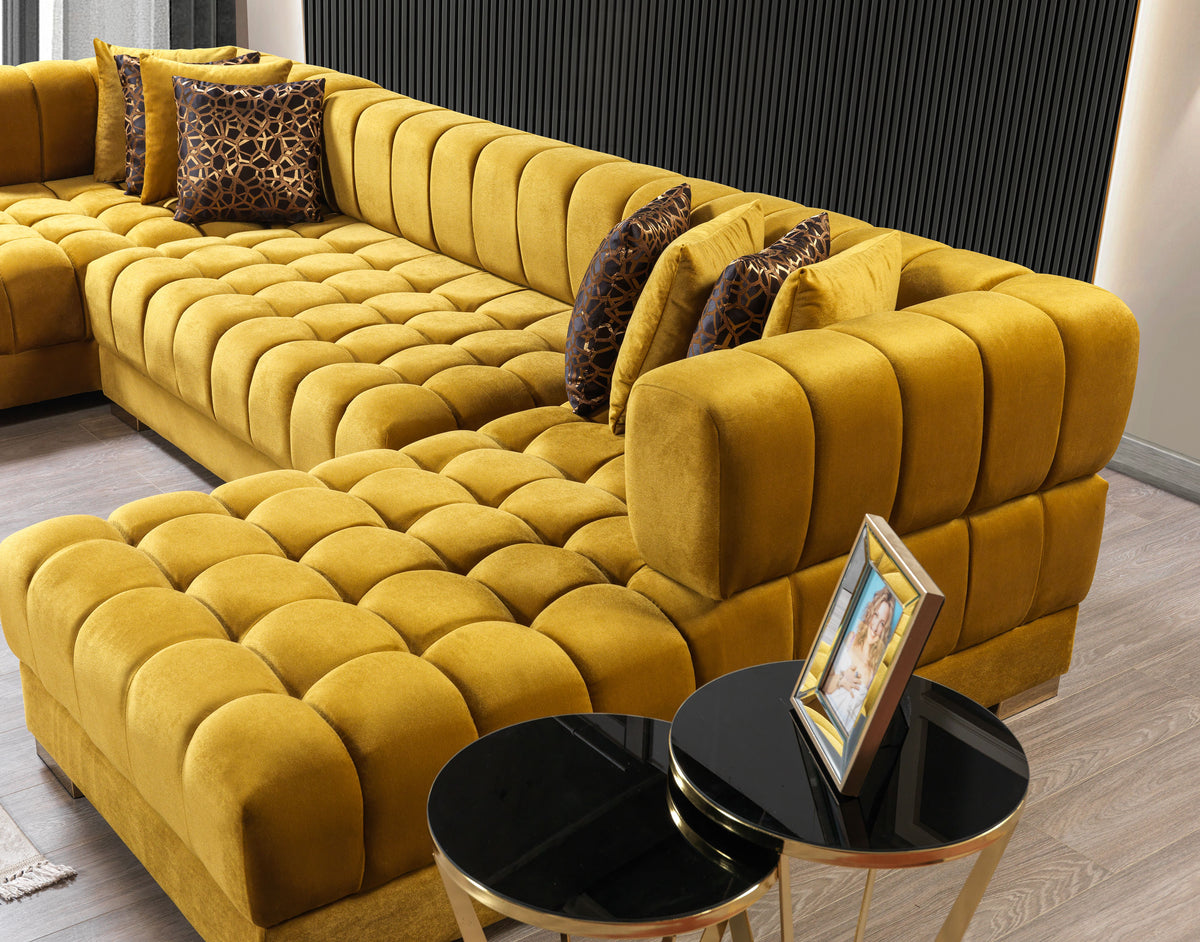 Ariana 138-Inch Velvet Double Chaise Sectional