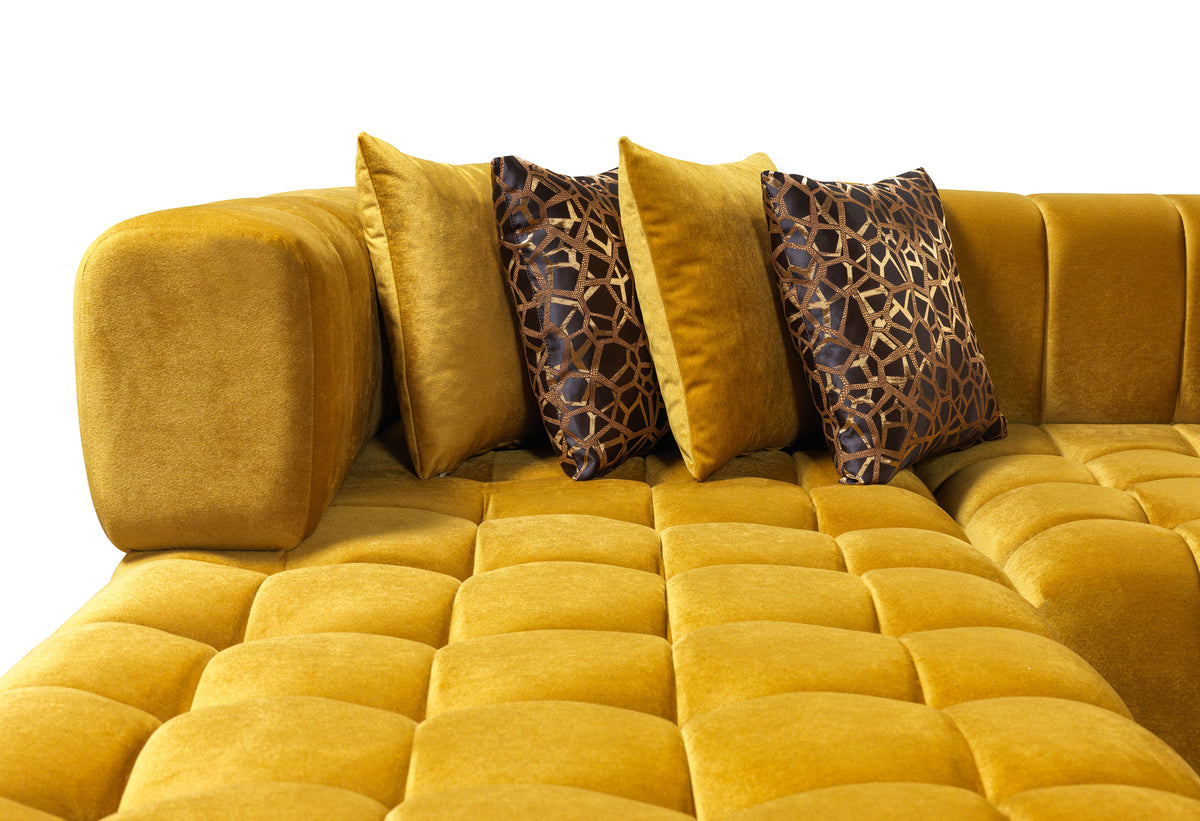 Ariana 138-Inch Velvet Double Chaise Sectional