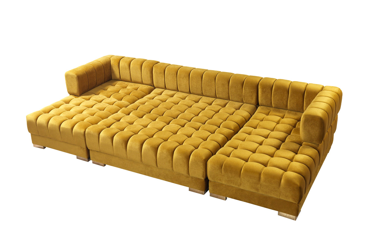 Ariana 138-Inch Velvet Double Chaise Sectional