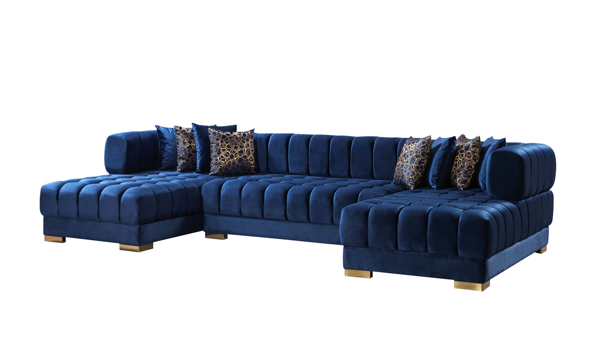 Ariana 138-Inch Velvet Double Chaise Sectional