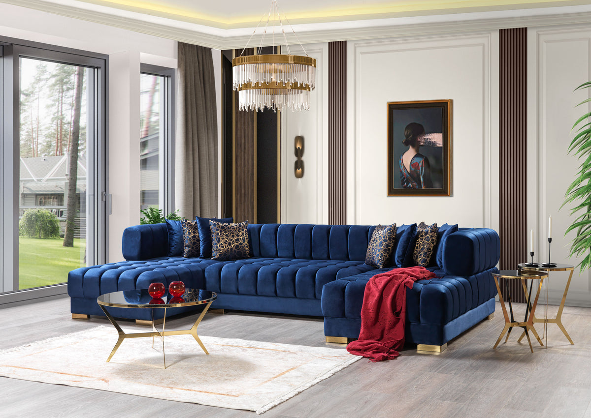 Ariana 138-Inch Velvet Double Chaise Sectional