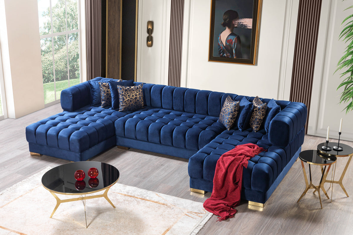 Ariana 138-Inch Velvet Double Chaise Sectional