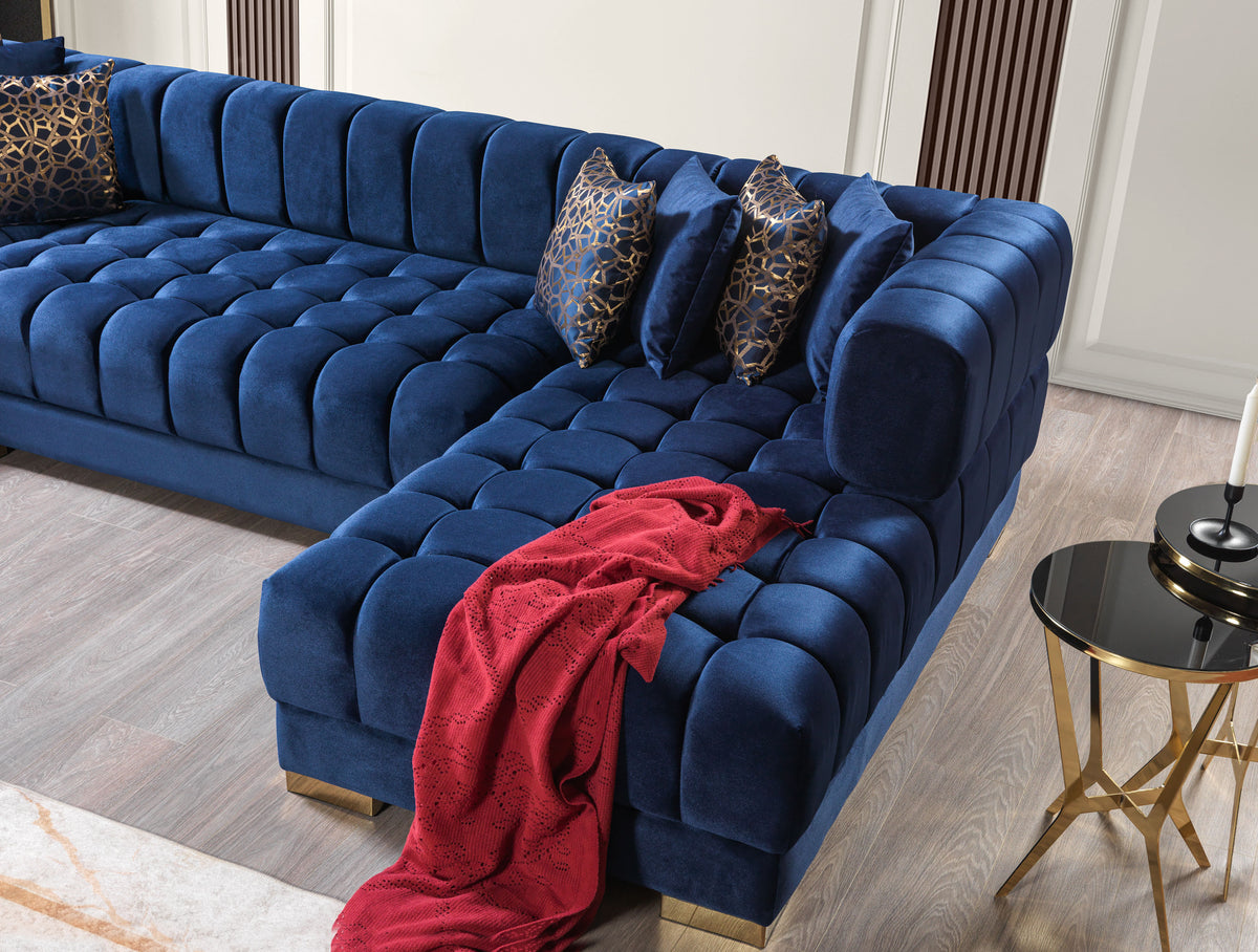 Ariana 138-Inch Velvet Double Chaise Sectional