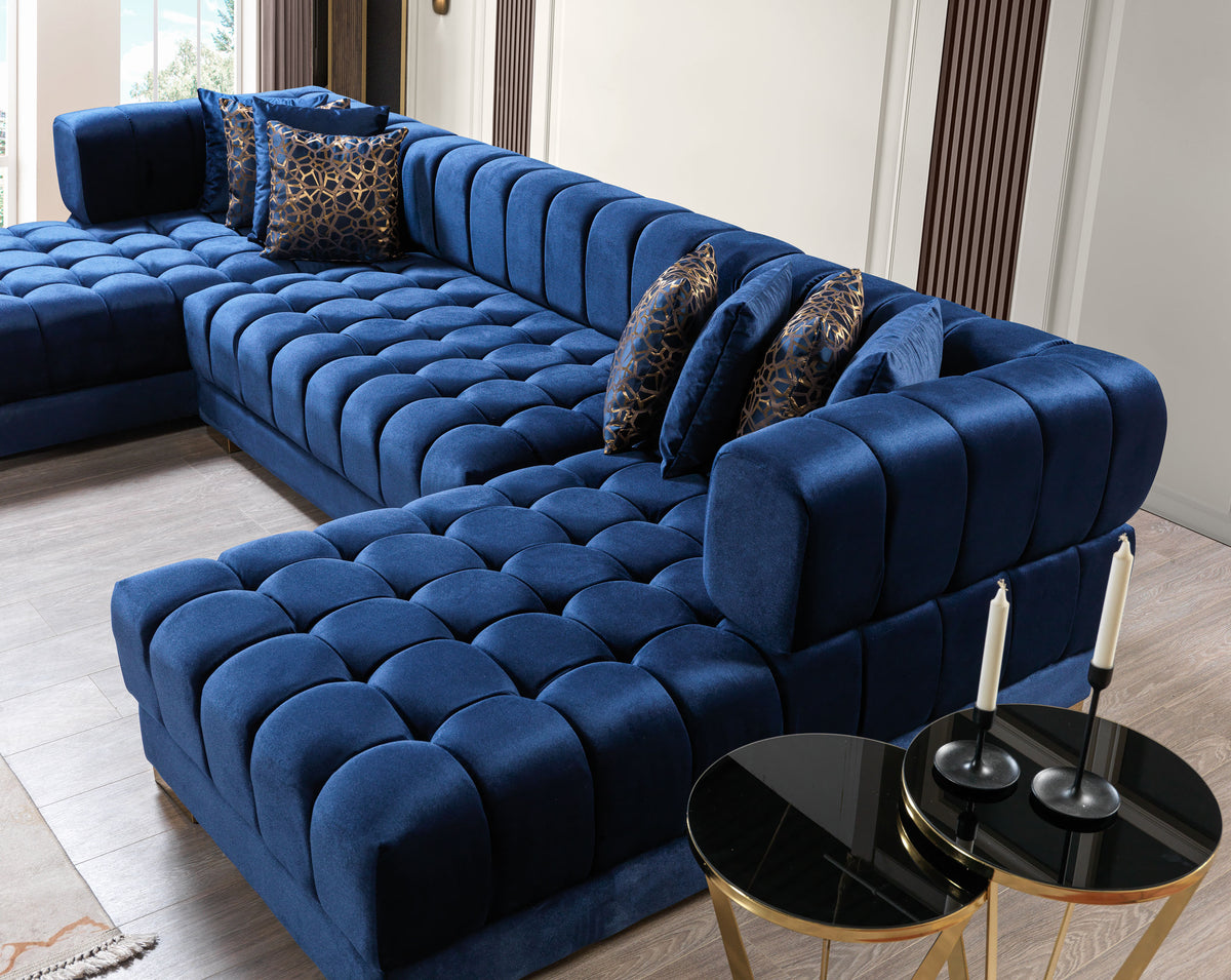 Ariana 138-Inch Velvet Double Chaise Sectional