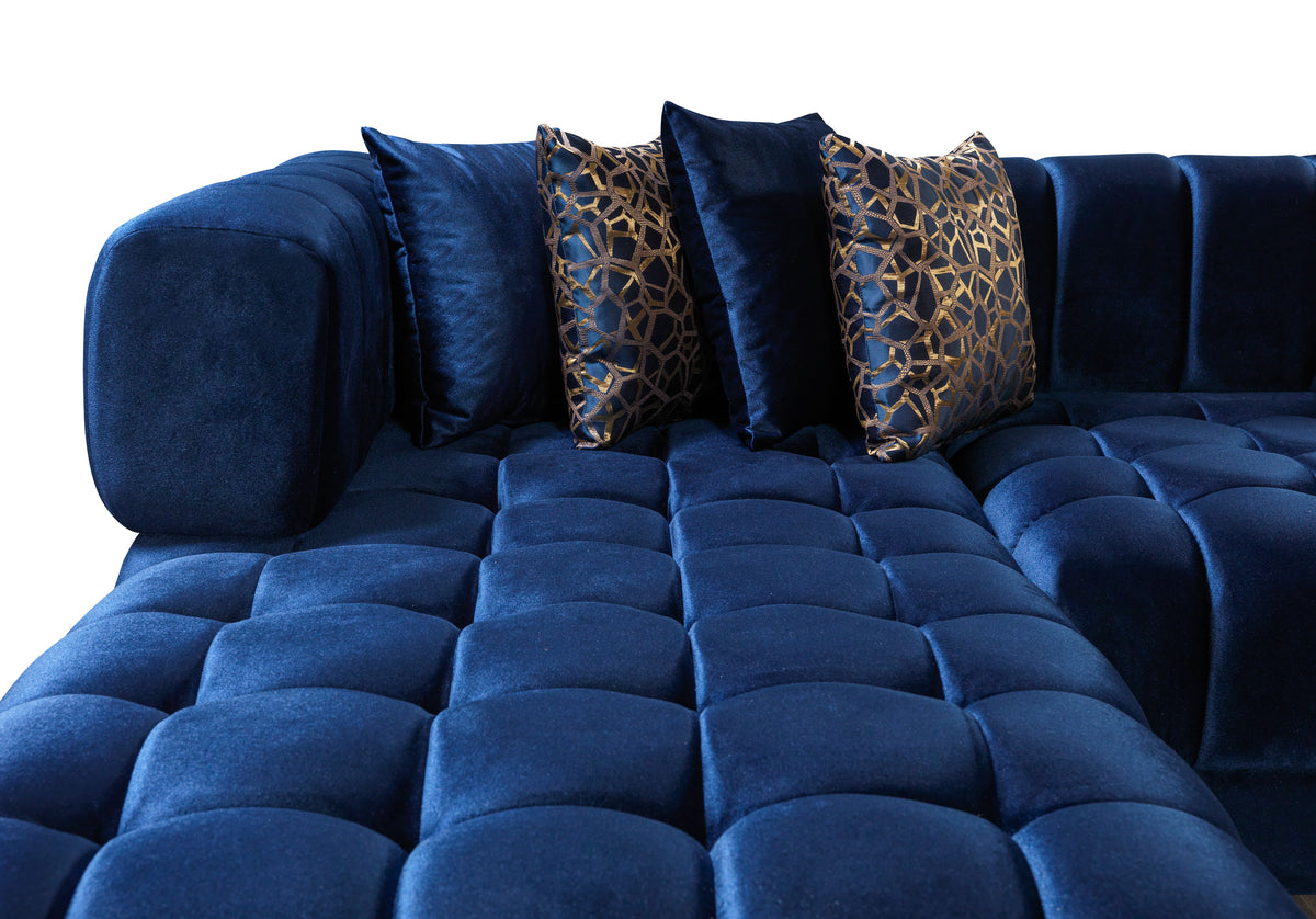 Ariana 138-Inch Velvet Double Chaise Sectional