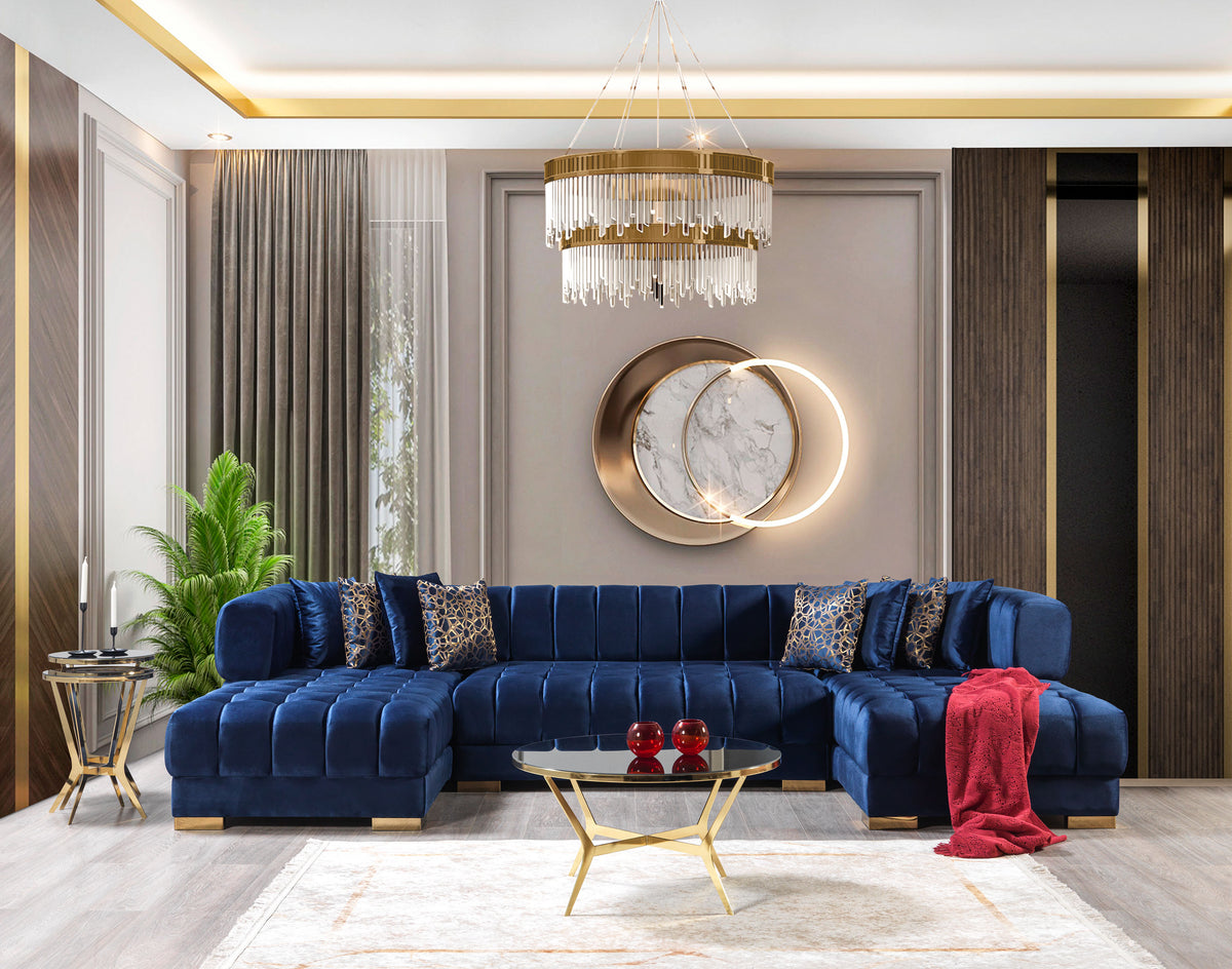 Ariana 138-Inch Velvet Double Chaise Sectional