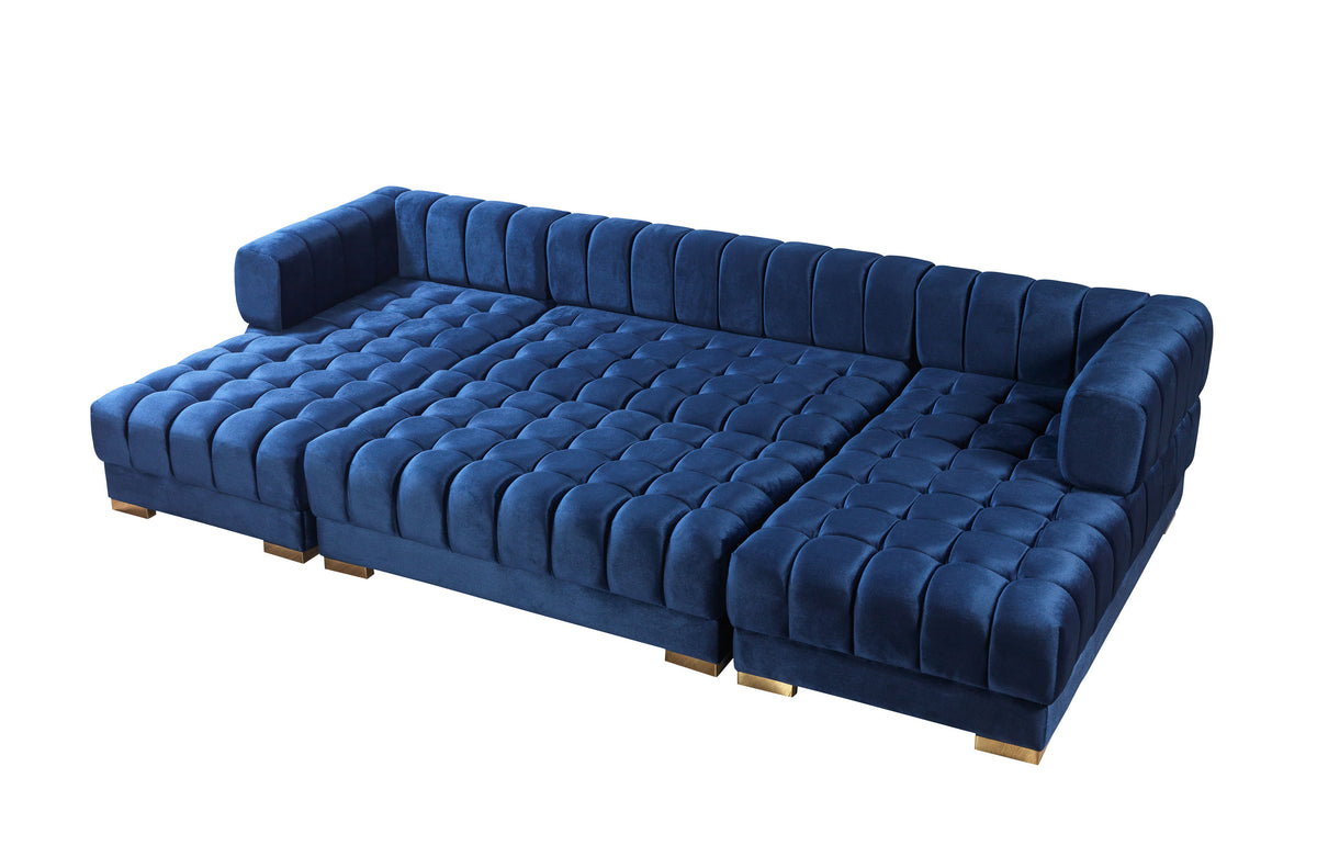 Ariana 138-Inch Velvet Double Chaise Sectional