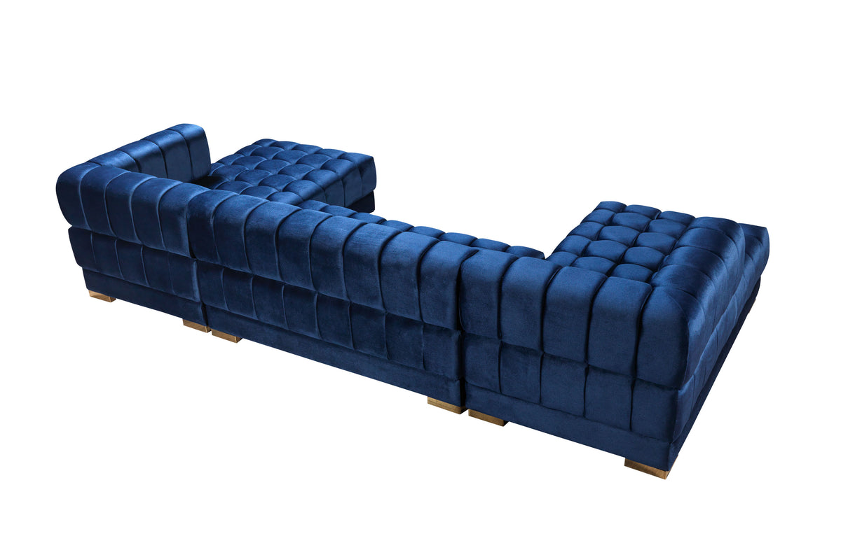 Ariana 138-Inch Velvet Double Chaise Sectional