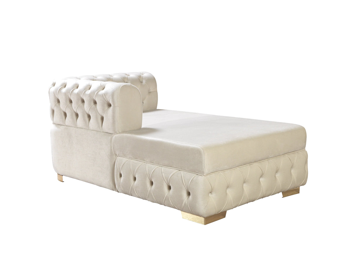 Matilda Tufted Ivory Velvet Double Chaise Sectional Sofa