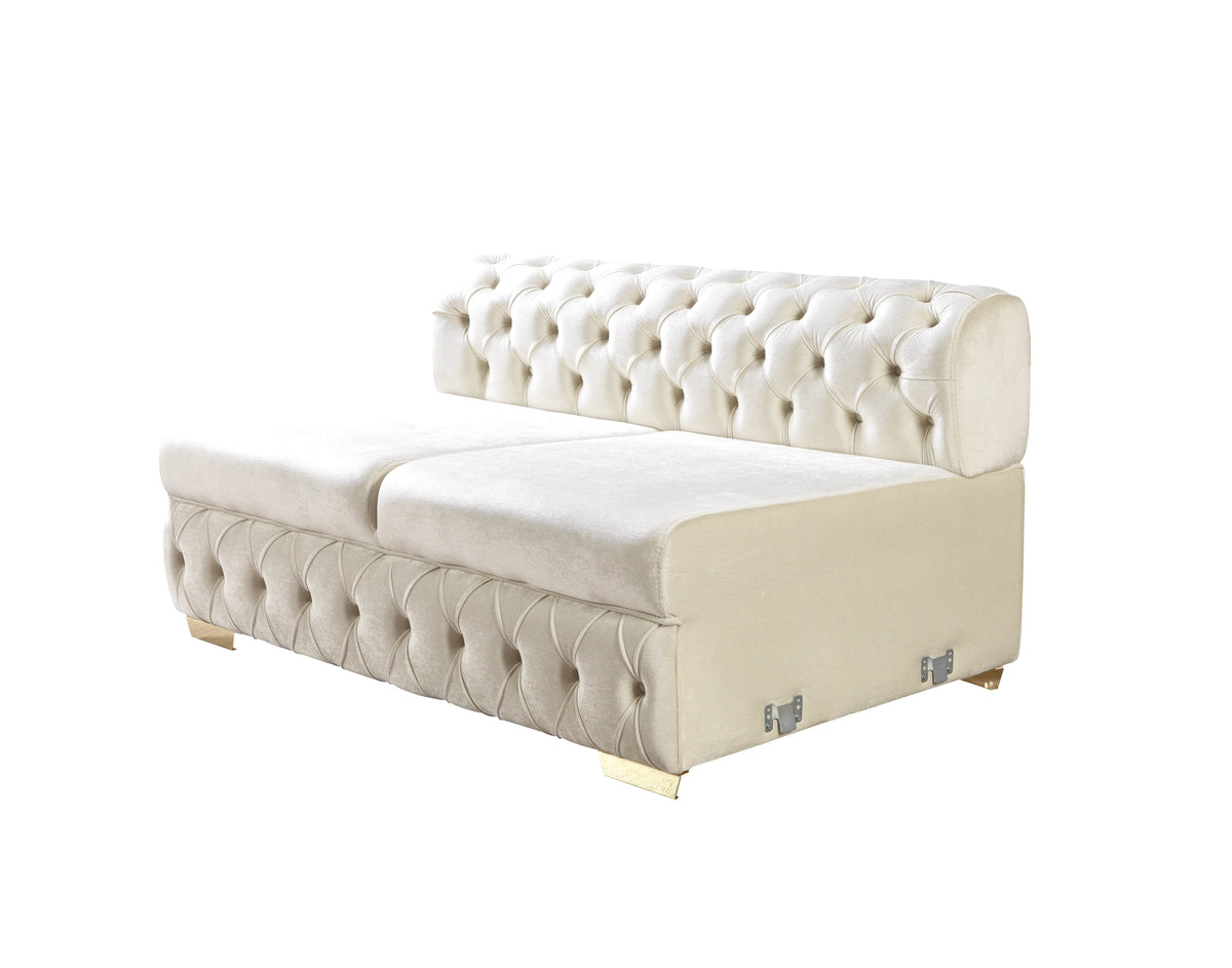 Matilda Tufted Ivory Velvet Double Chaise Sectional Sofa
