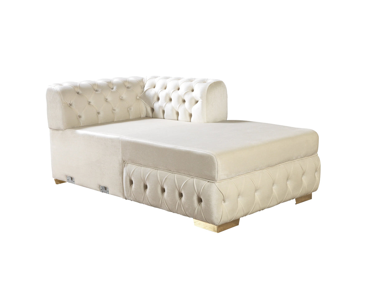 Matilda Tufted Ivory Velvet Double Chaise Sectional Sofa