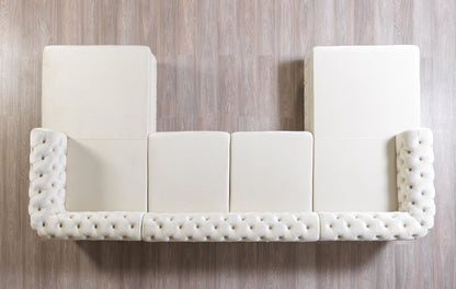 Matilda Tufted Ivory Velvet Double Chaise Sectional Sofa