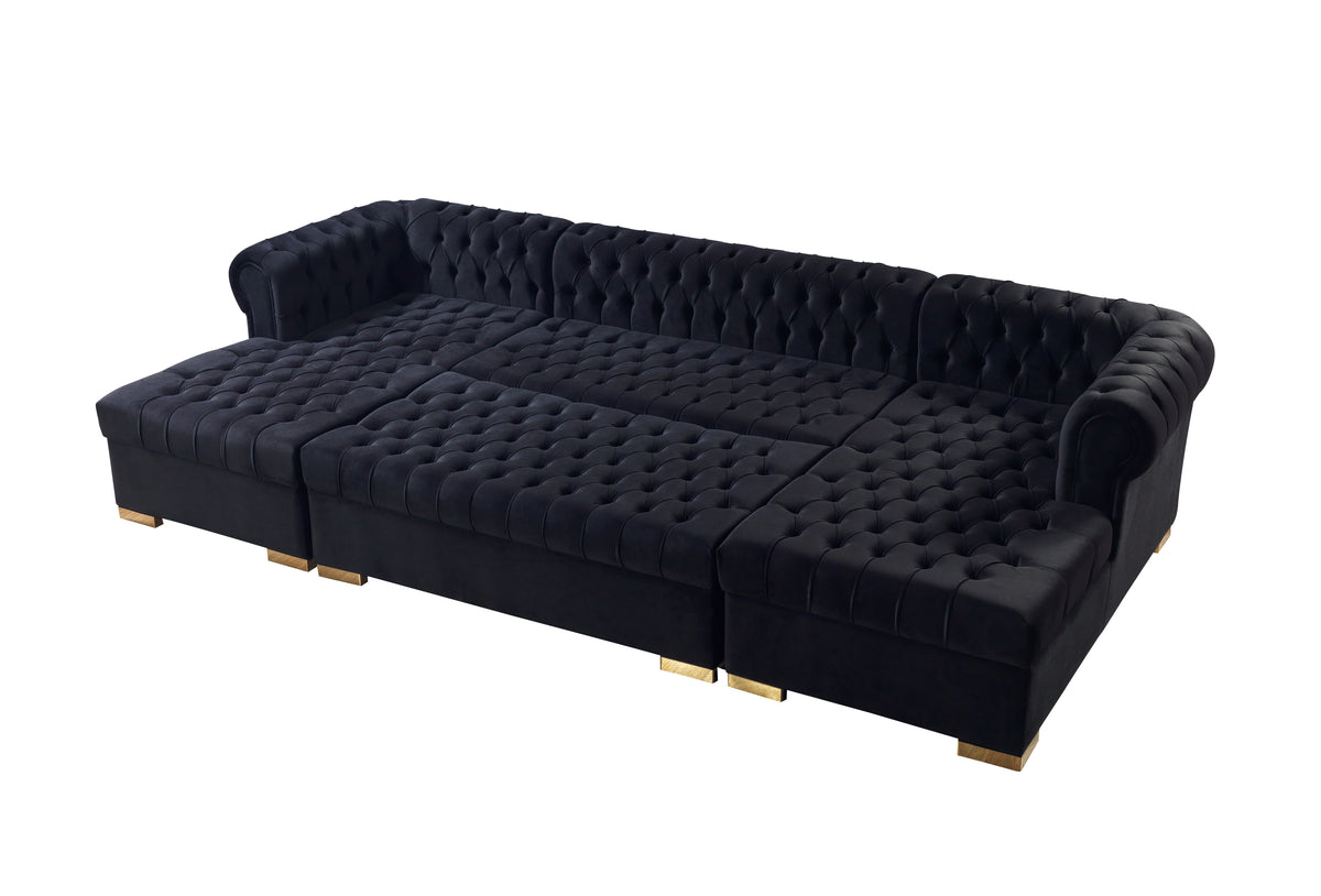 Lauren 136-Inch Velvet Double Chaise Sectional